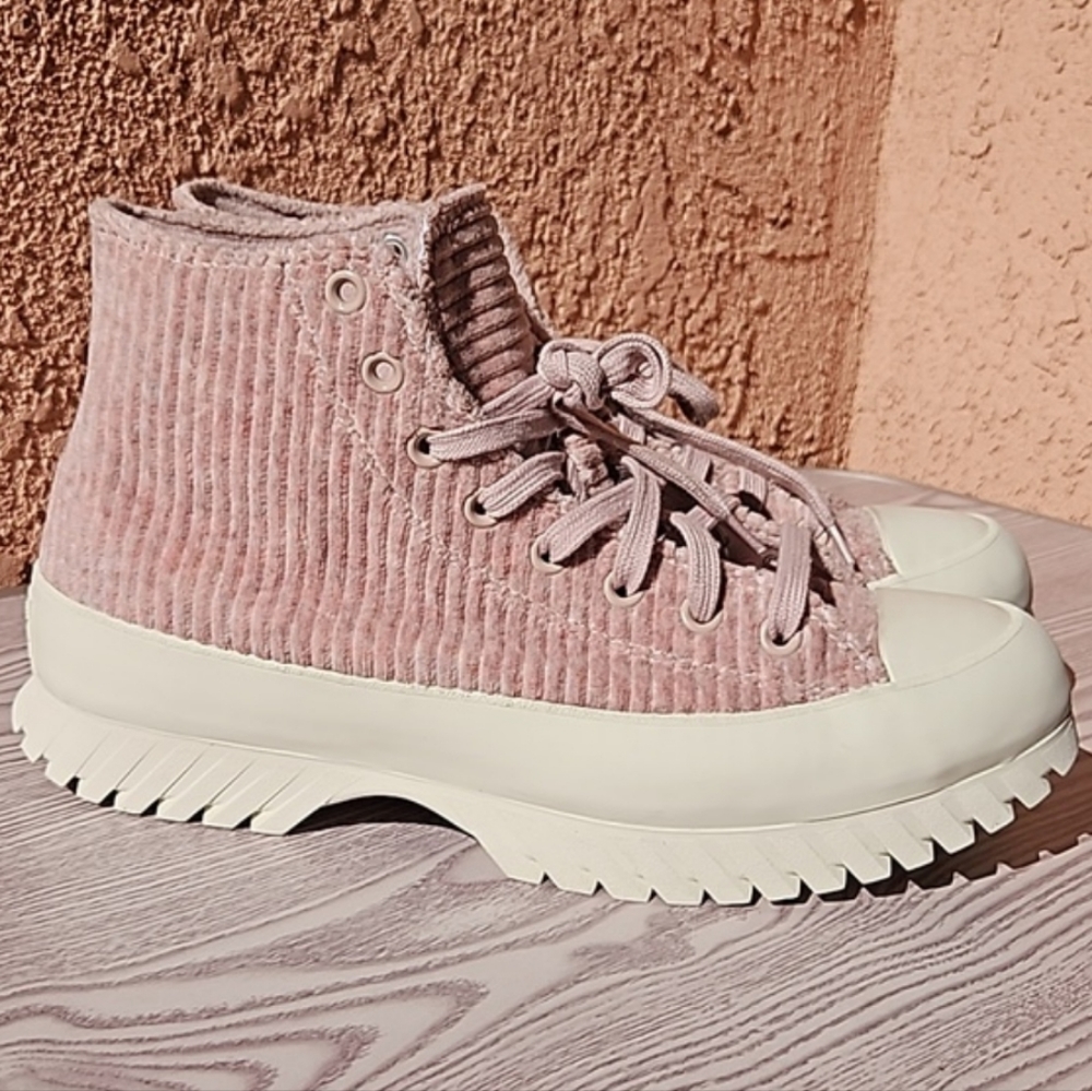 Converse chuck taylor pink velour high top platform sneakers mens 9.5 wo'n 11.5 - Picture 5 of 13